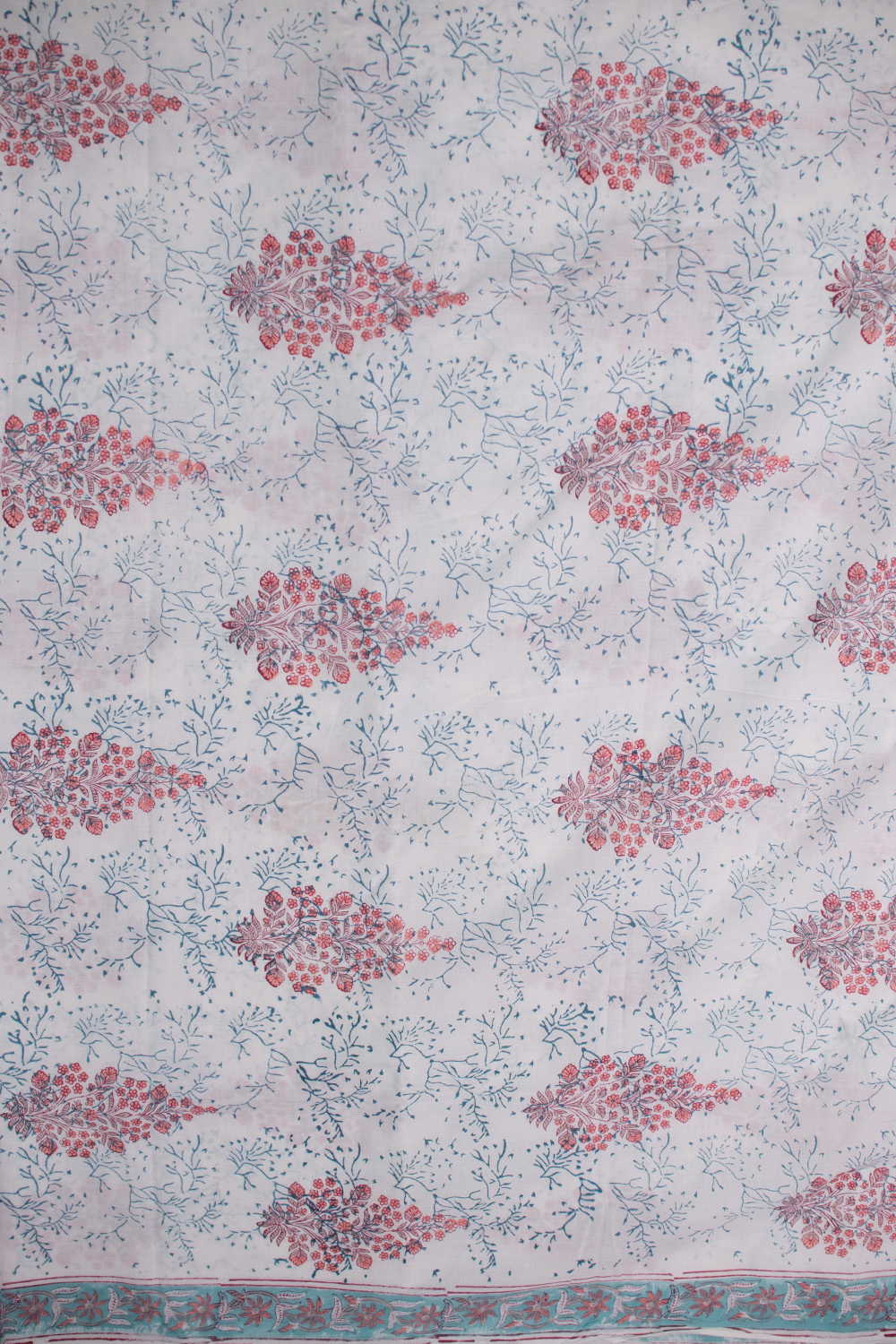 Ivory Cream Sanganeri Cotton Fabric-0.85 m
