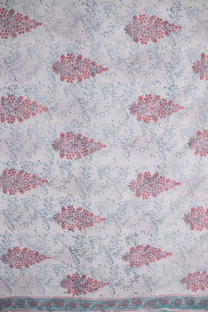 Ivory Cream Sanganeri Cotton Fabric-0.85 m