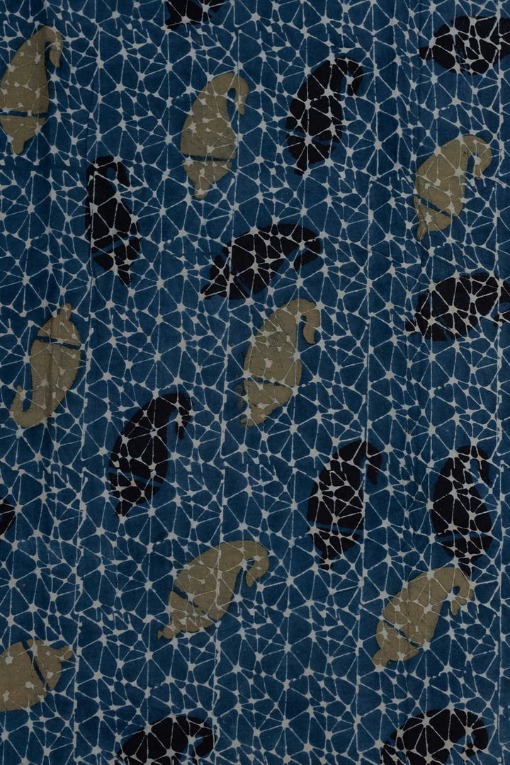 Light Indigo Ajrak Cotton Fabric