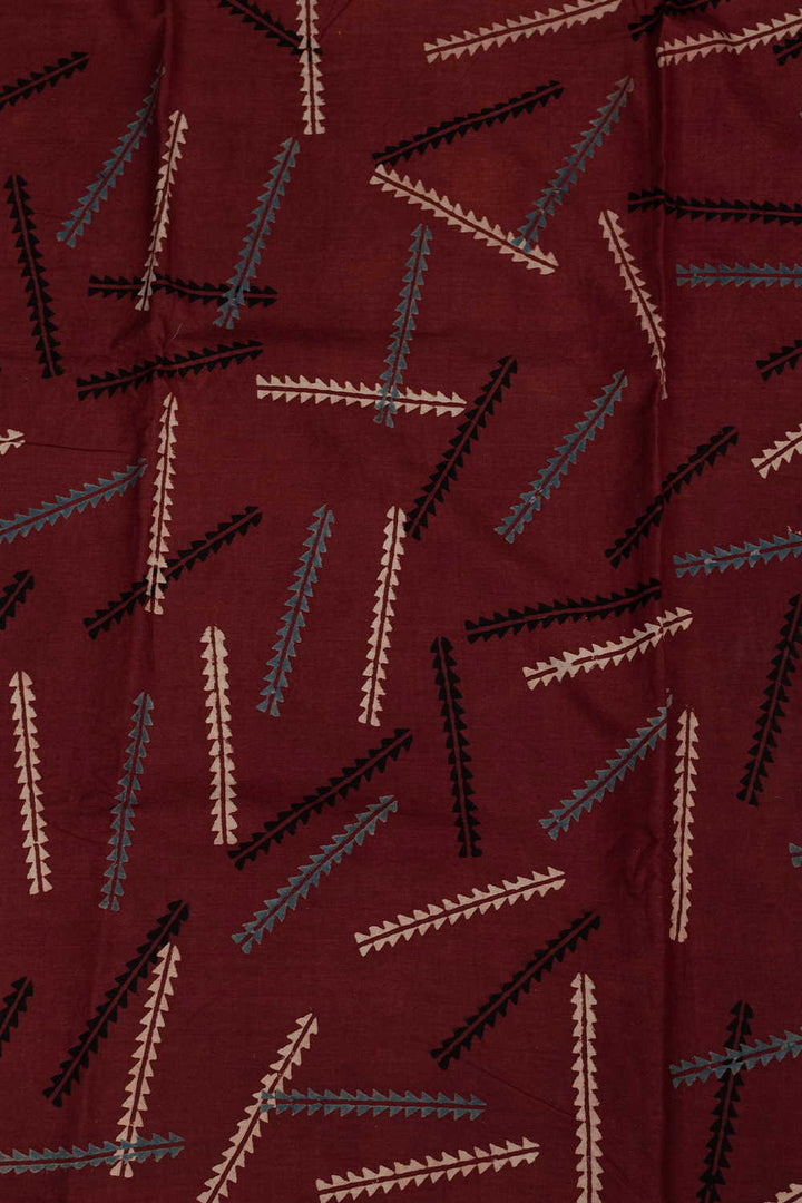 Dark Maroon Ajrak Cotton Fabric - 0.6m