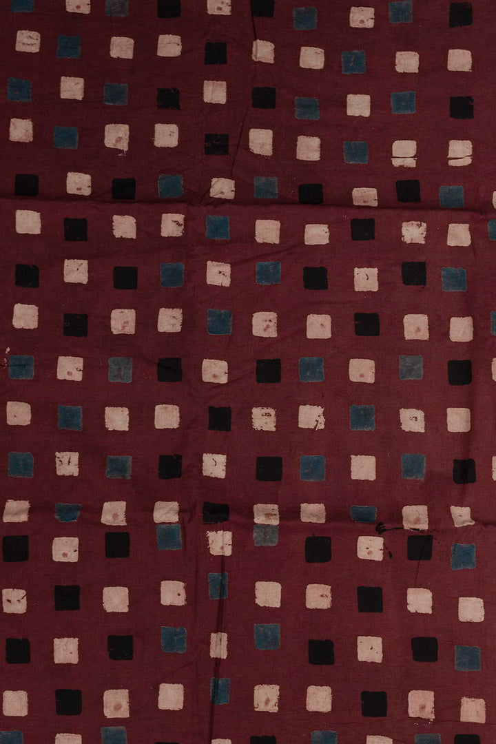 Box - Maroon Ajrak Cotton Fabric - 0.5m