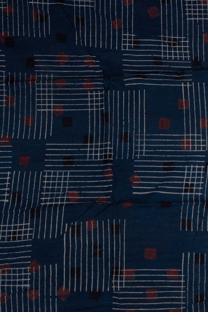 Indigo with Patterns Ajrak Cotton Fabric - 0.9m