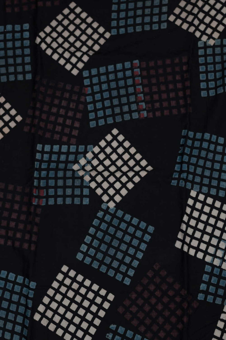 Black Ajrak Cotton Fabric - 0.75m
