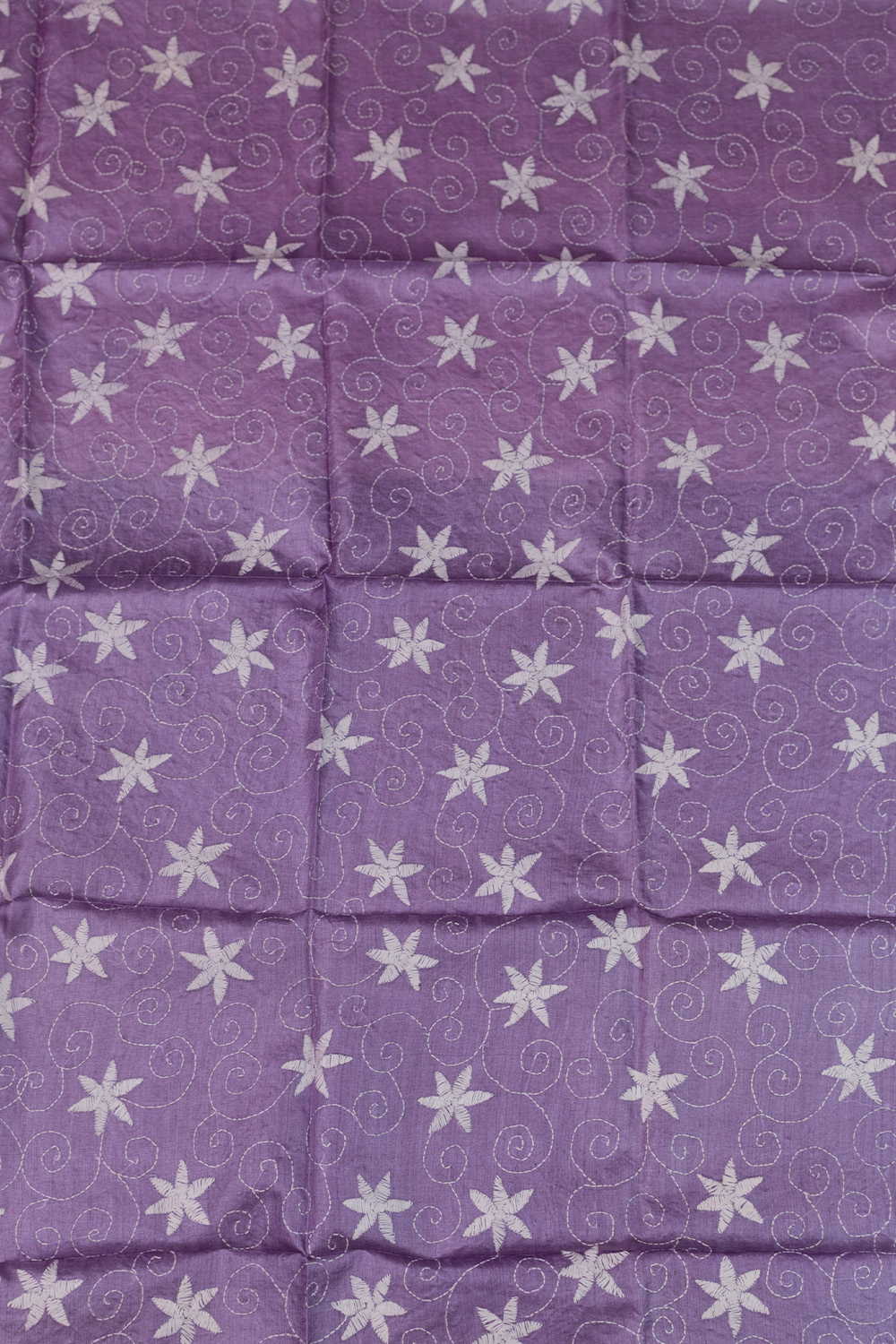 Purple Mangalagiri Silk Cotton saree with Kantha Blouse