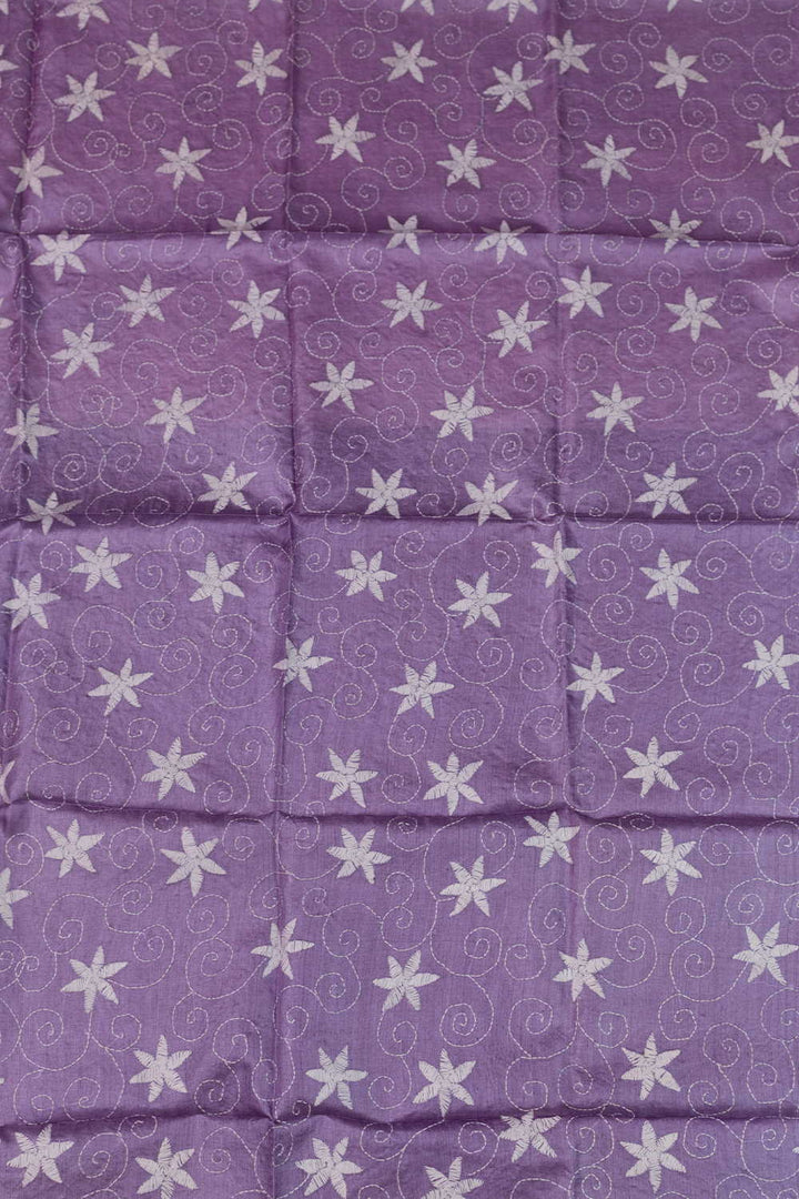 Purple Mangalagiri Silk Cotton saree with Kantha Blouse