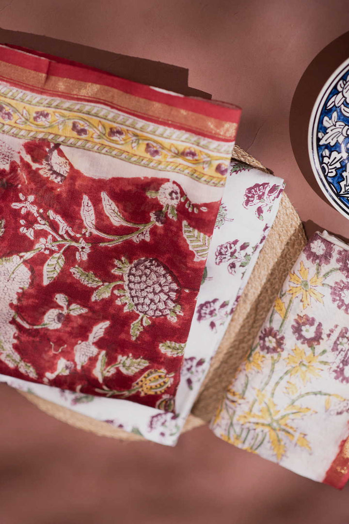 Maroon Garden Chanderi Silk Cotton Suit
