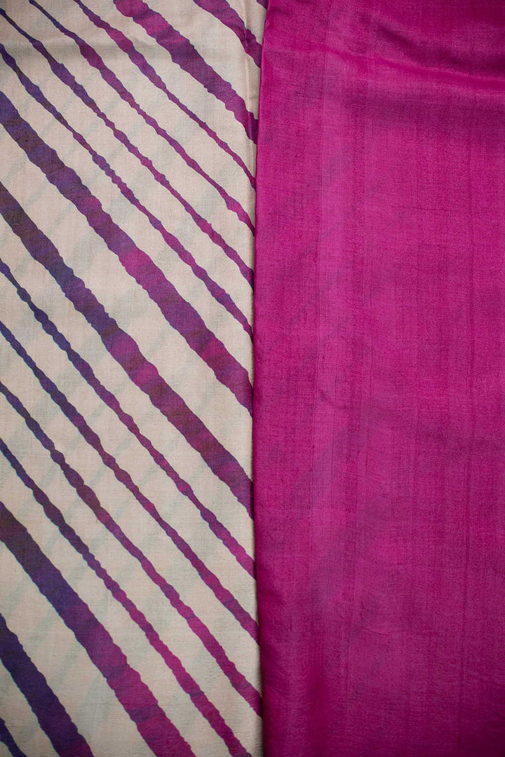 Rainbows on Cream Leheriya Tussar saree
