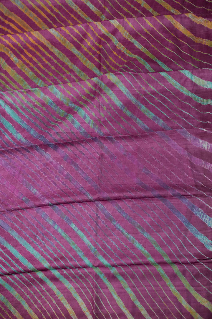 Multi-color Patterns on Purple Leheriya Tussar saree