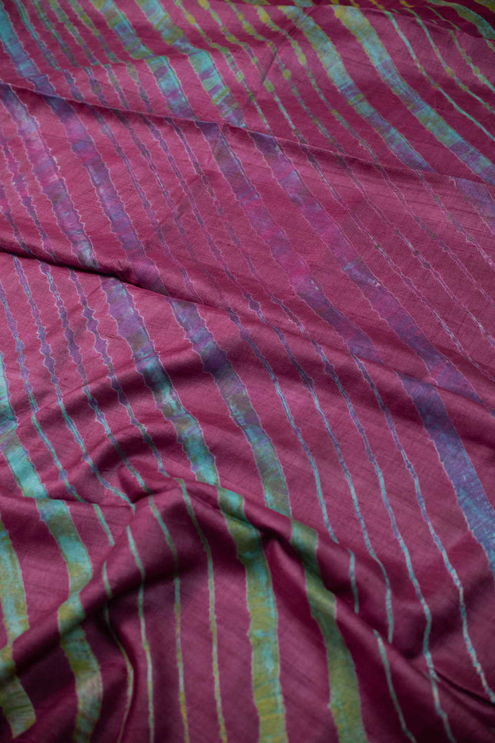 Multi-color Patterns on Purple Leheriya Tussar saree