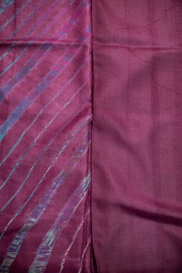 Multi-color Patterns on Purple Leheriya Tussar saree