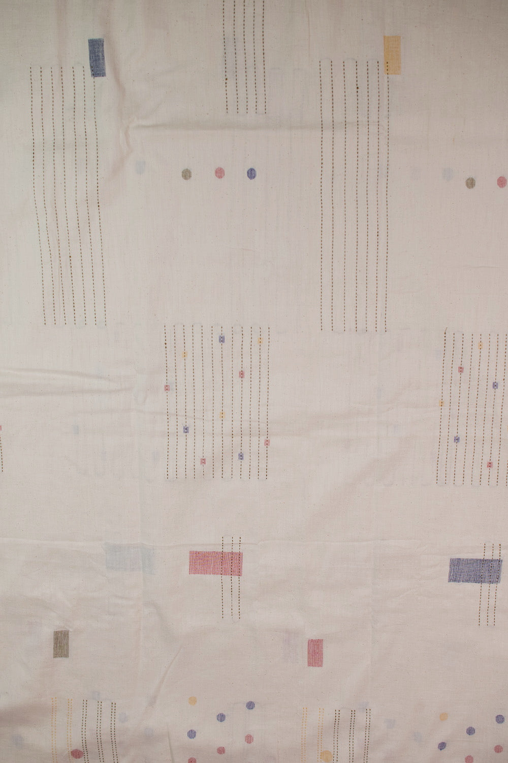 Motifs on Off-White Jamdani Cotton Fabric