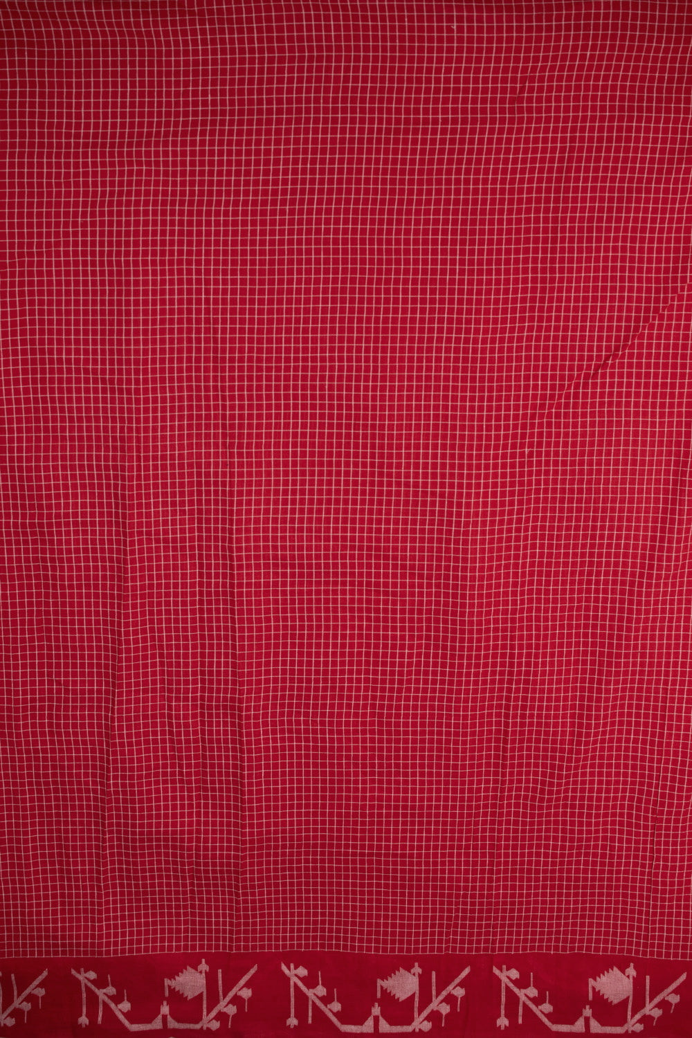 Red Shaded Jamdani Cotton Fabric