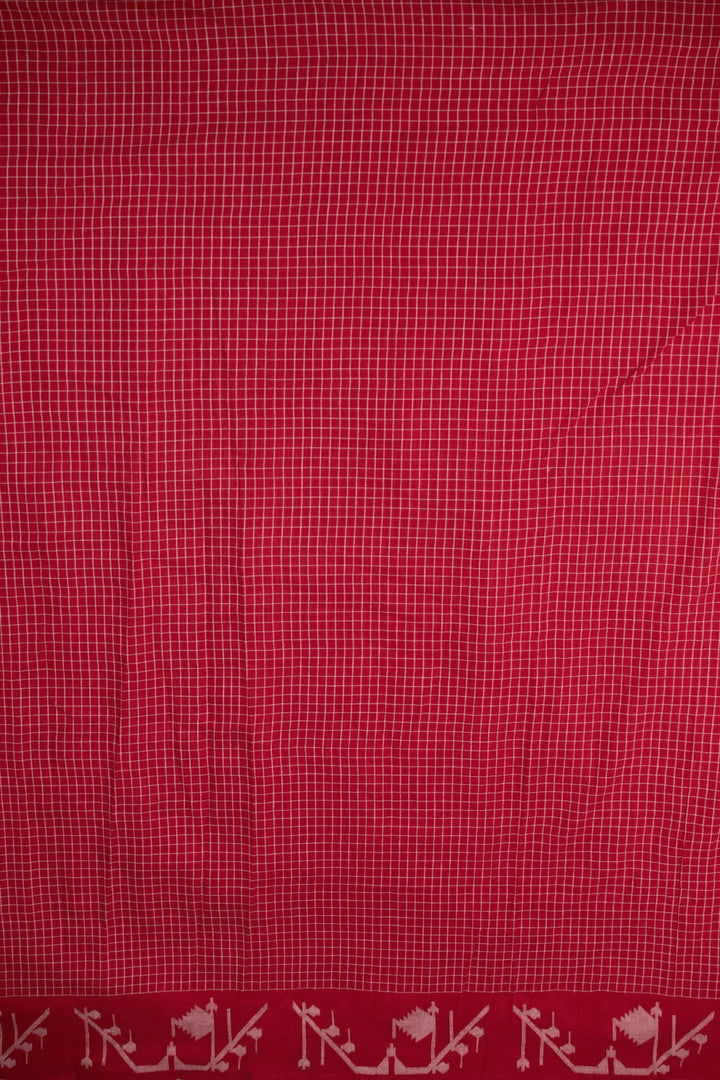 Red Shaded Jamdani Cotton Fabric