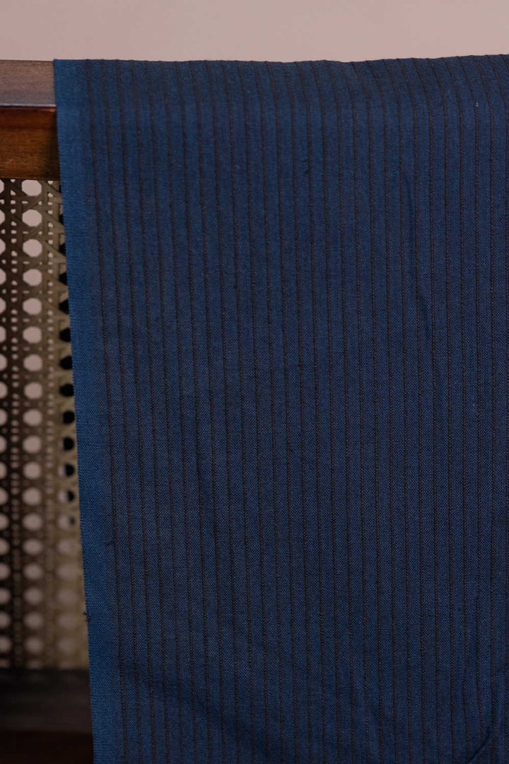 Blue Yarn Dyed Ribbed Cotton Fabric