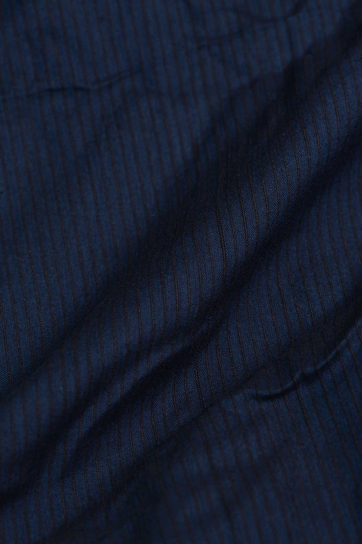 Blue Yarn Dyed Ribbed Cotton Fabric