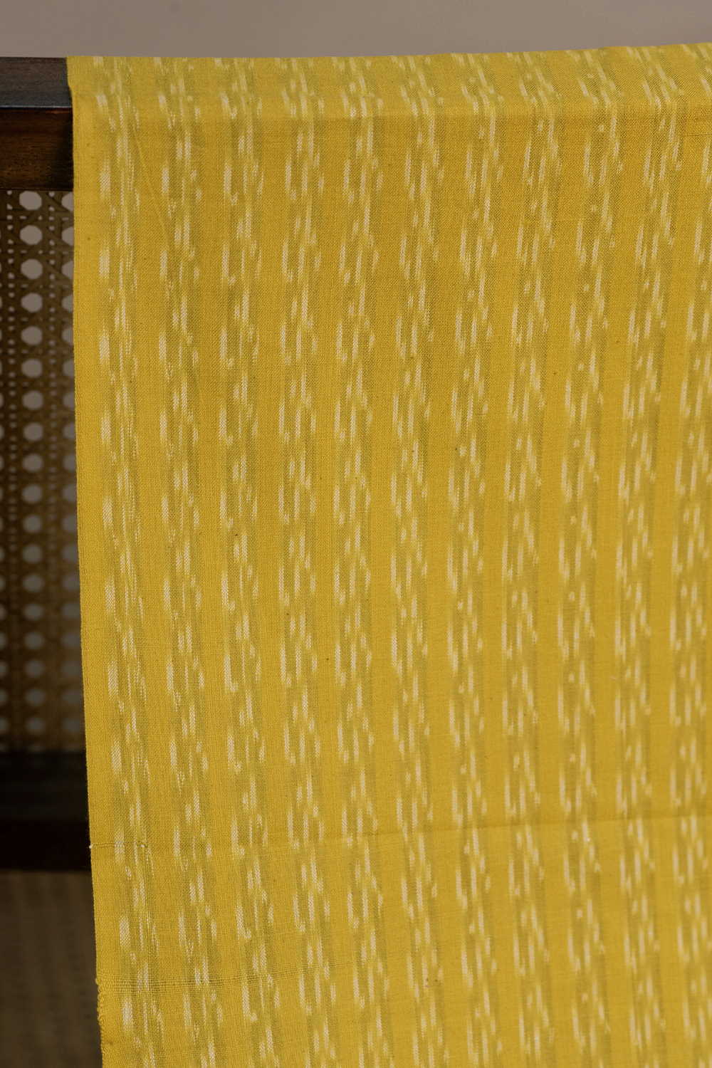 Linear Pattern on Yellow Ikat Cotton Fabric