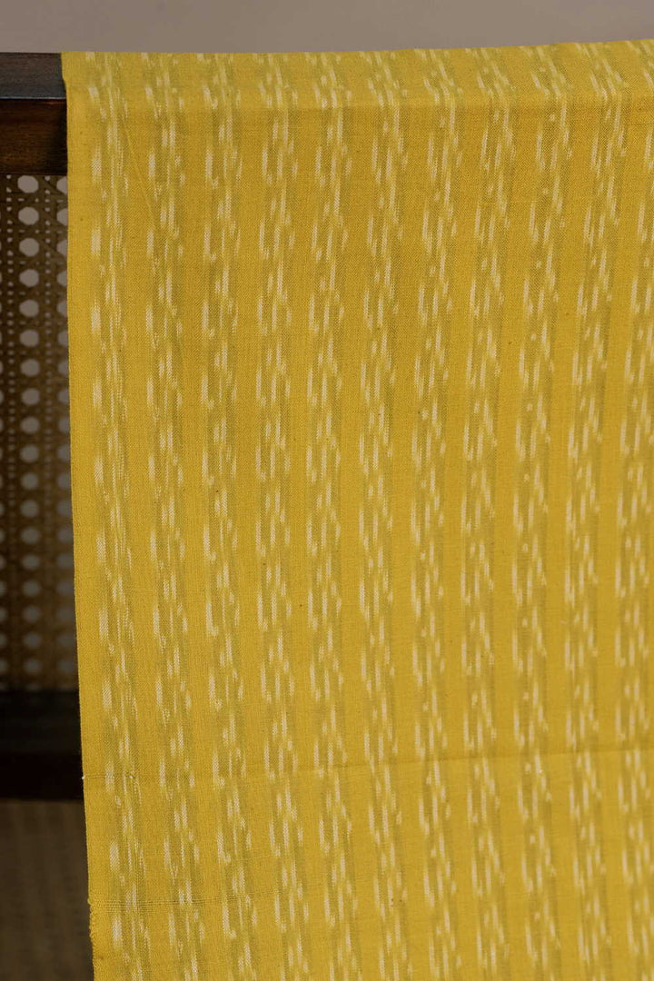 Linear Pattern on Yellow Ikat Cotton Fabric