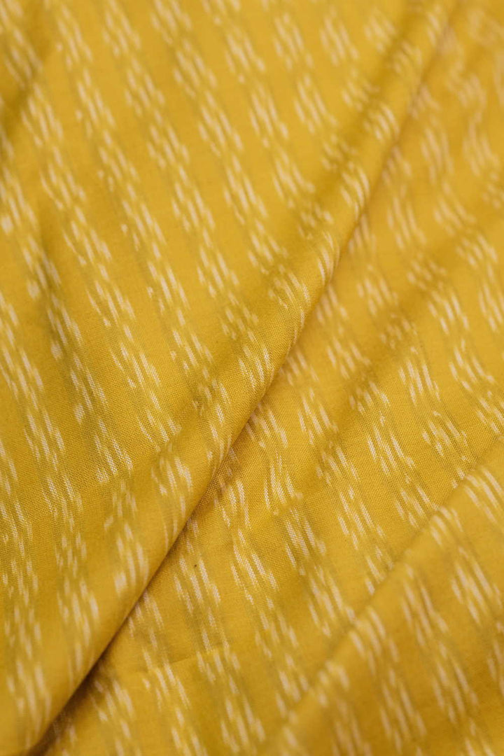 Linear Pattern on Yellow Ikat Cotton Fabric