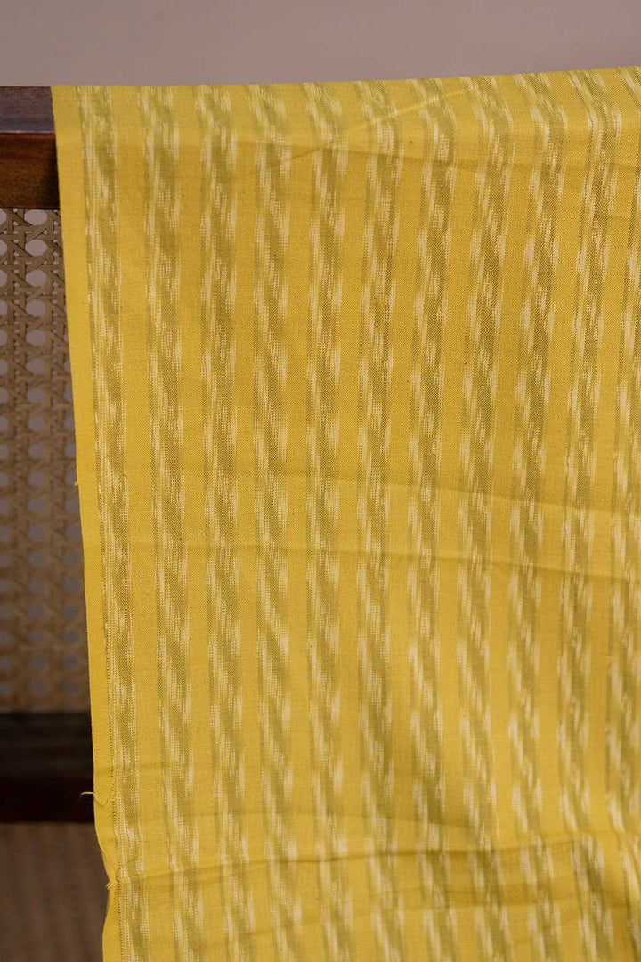 Stripe Pattern - Lemon Yellow Ikat Cotton Fabric