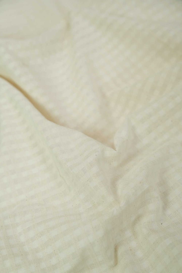 Off-White Boddu Checks Mangalagiri Cotton Fabric