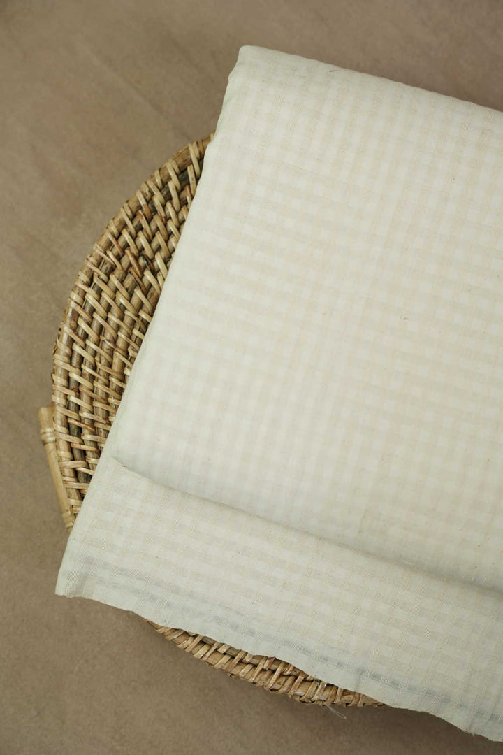 Off-White Boddu Checks Mangalagiri Cotton Fabric