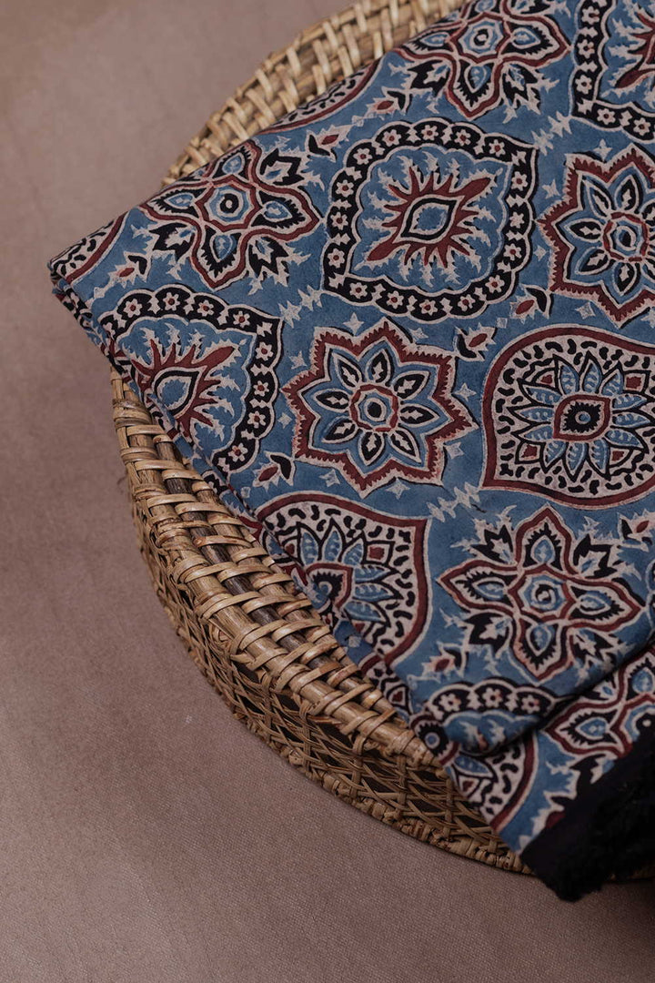 Rustic Indigo Patterned Ajrak Cotton Fabric