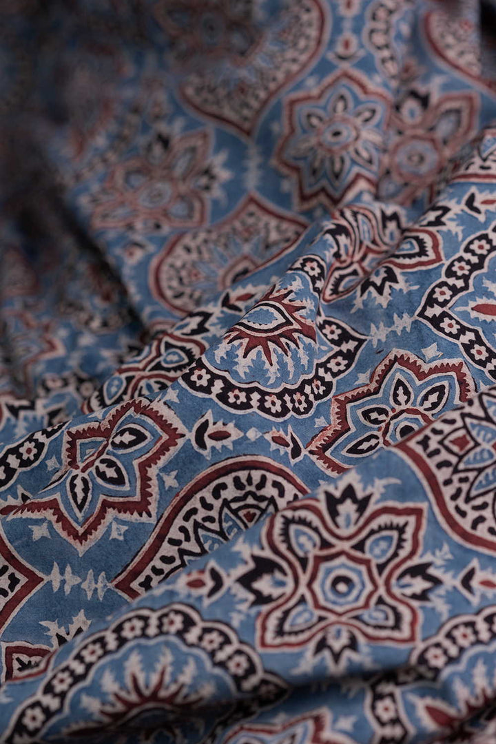 Rustic Indigo Patterned Ajrak Cotton Fabric
