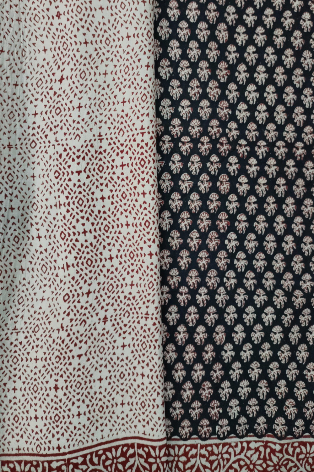 Beige Tiny Florals on black  Mul Cotton Saree