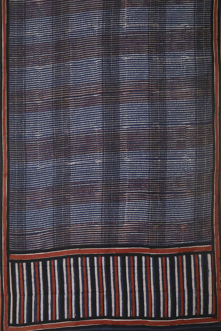 Indigo Pattern Dabu Cotton saree