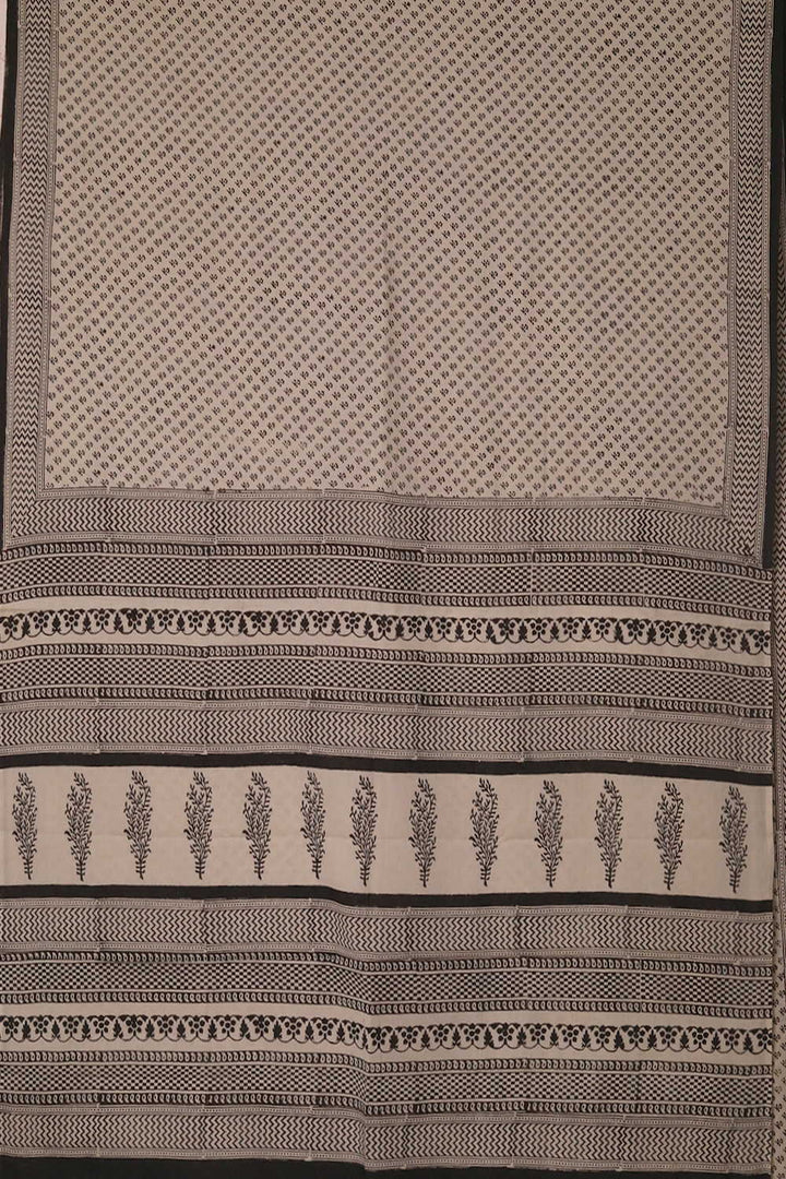 Tiny Motifs - Cream Bagru Mul Cotton saree