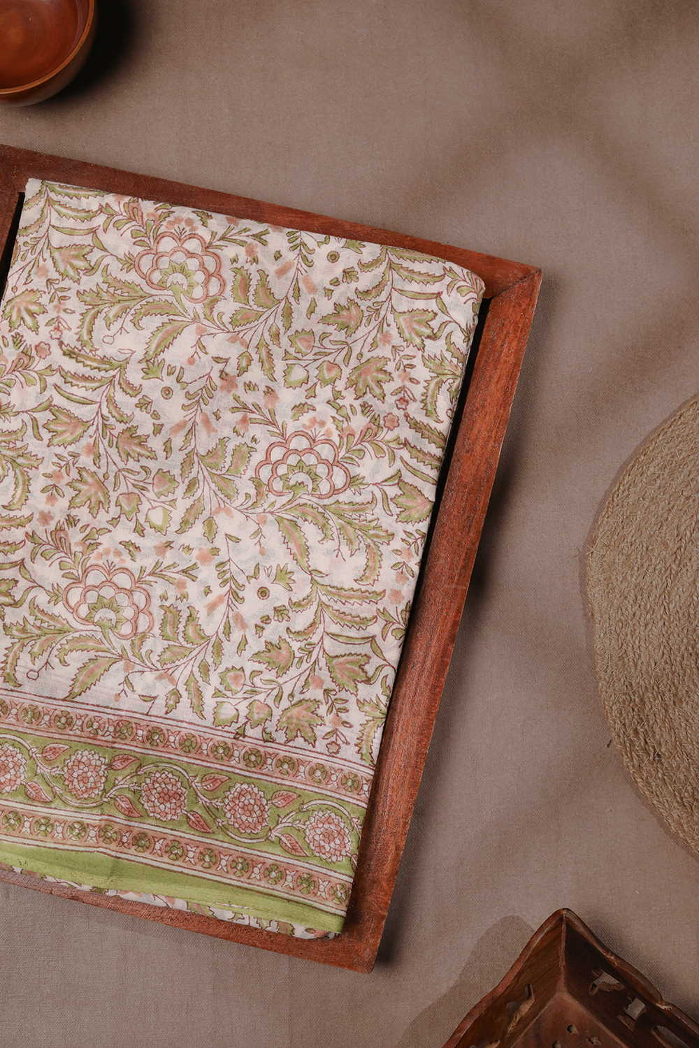 Floral Grace Sanganeri Mul Cotton saree