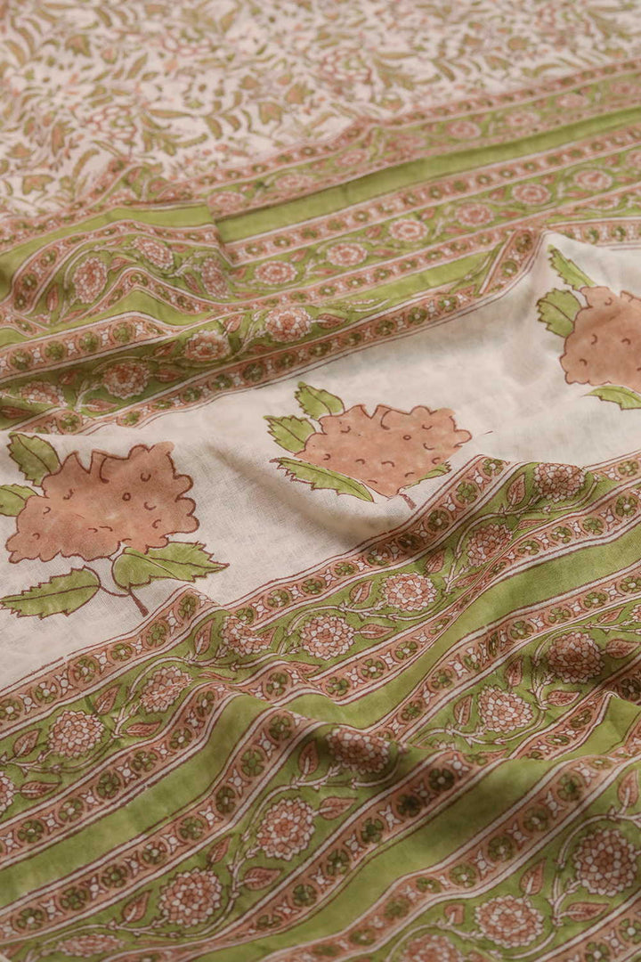 Floral Grace Sanganeri Mul Cotton saree