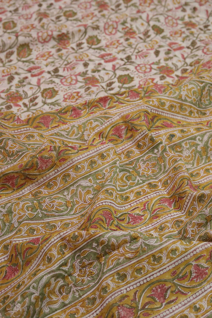 Blooming Vines Sanganeri Mul Cotton saree