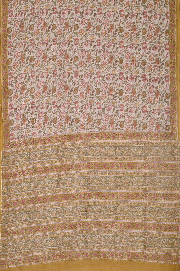 Blooming Vines Sanganeri Mul Cotton saree
