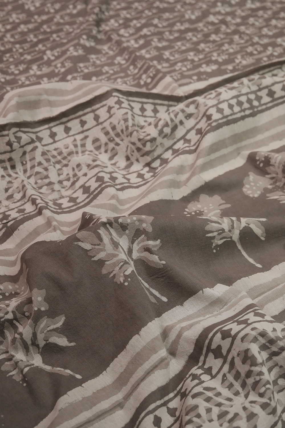 Grey Dabu Cotton saree