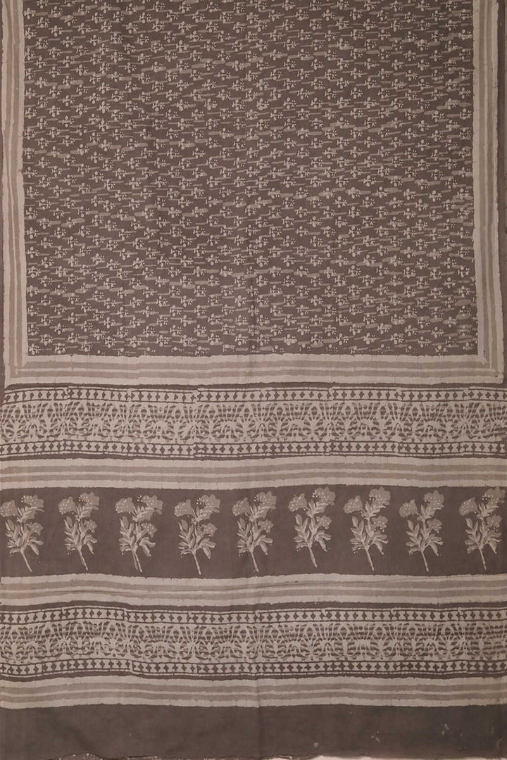Grey Dabu Cotton saree