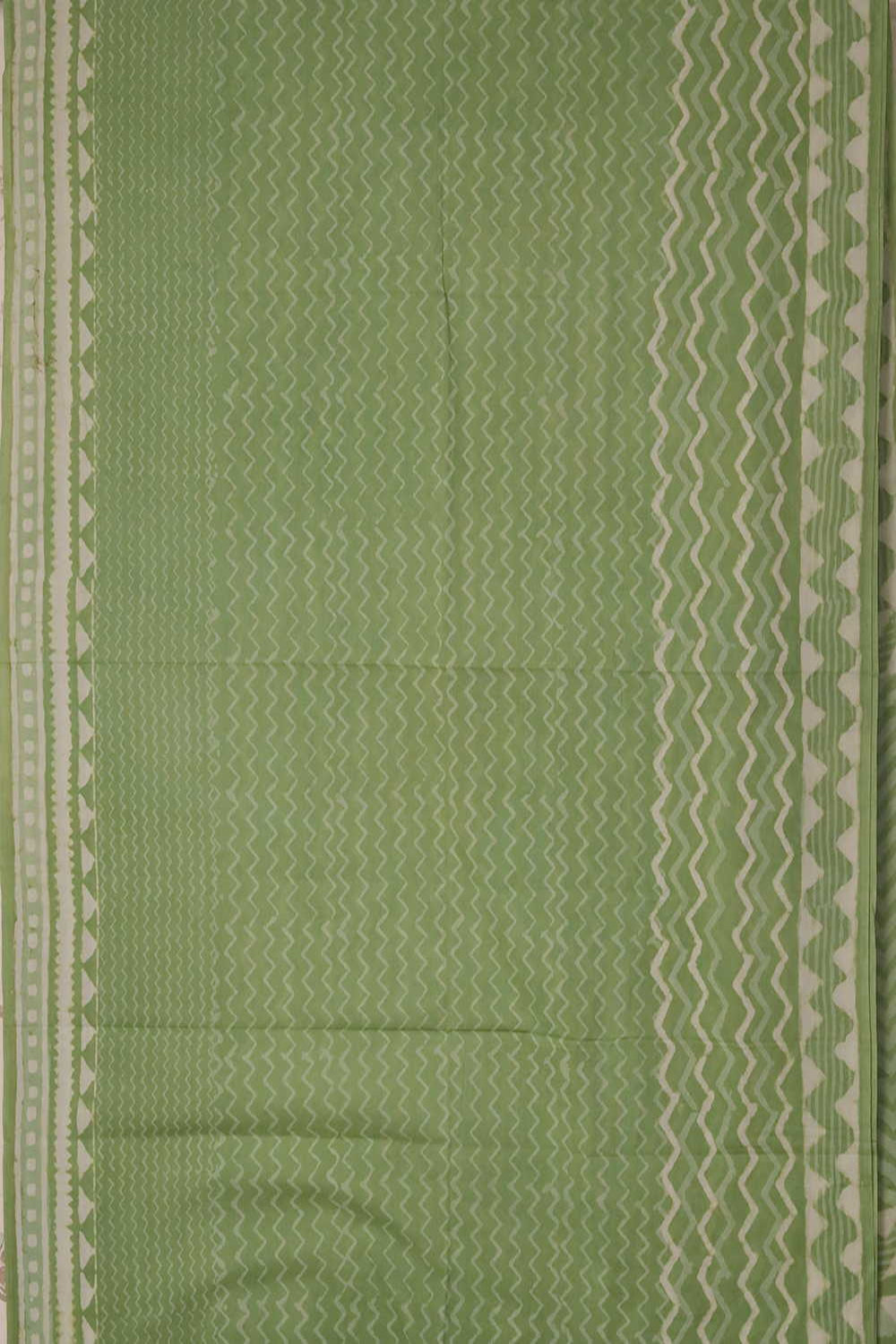 Green Dabu Cotton Half & Half saree