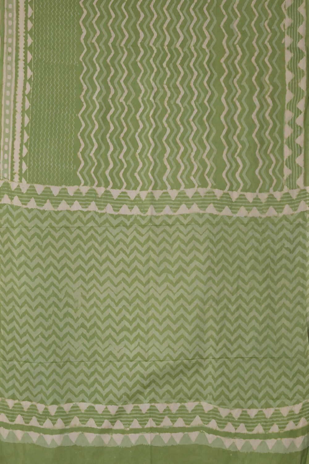 Green Dabu Cotton Half & Half saree