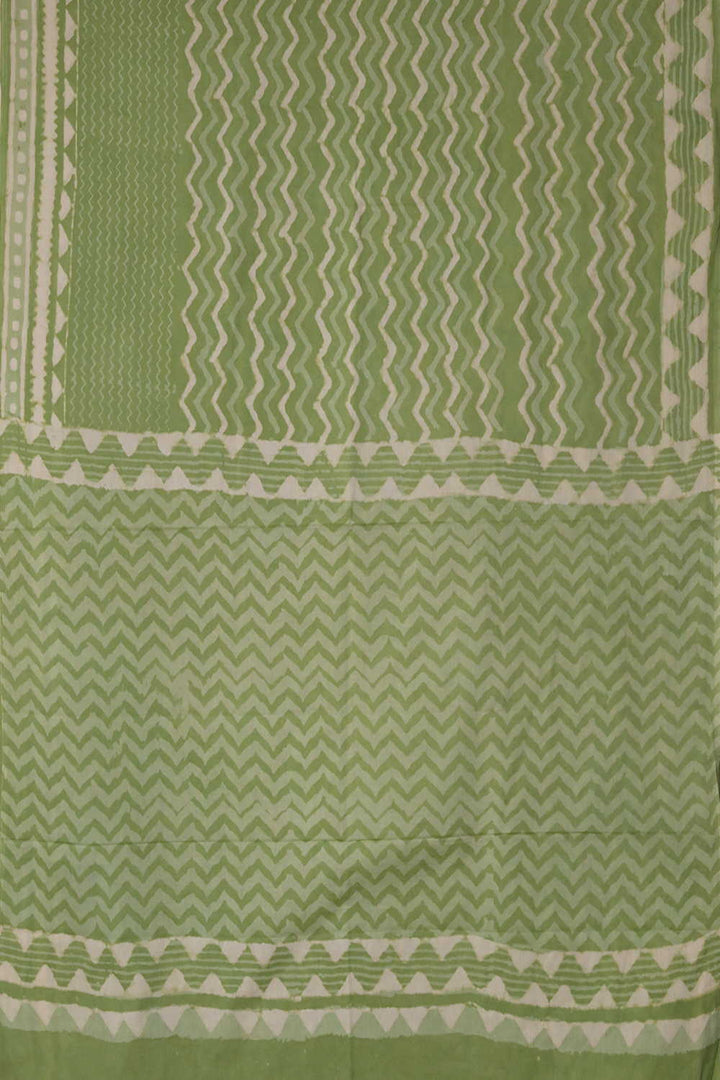 Green Dabu Cotton Half & Half saree