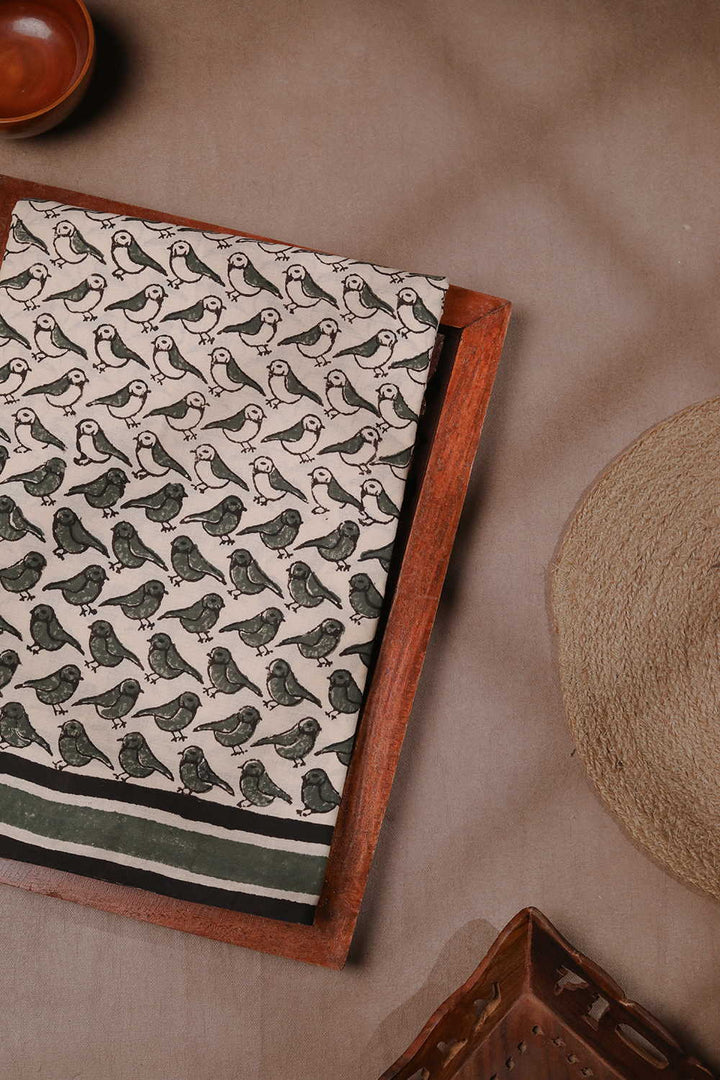 Songbird Trail Bagru Mul Cotton saree