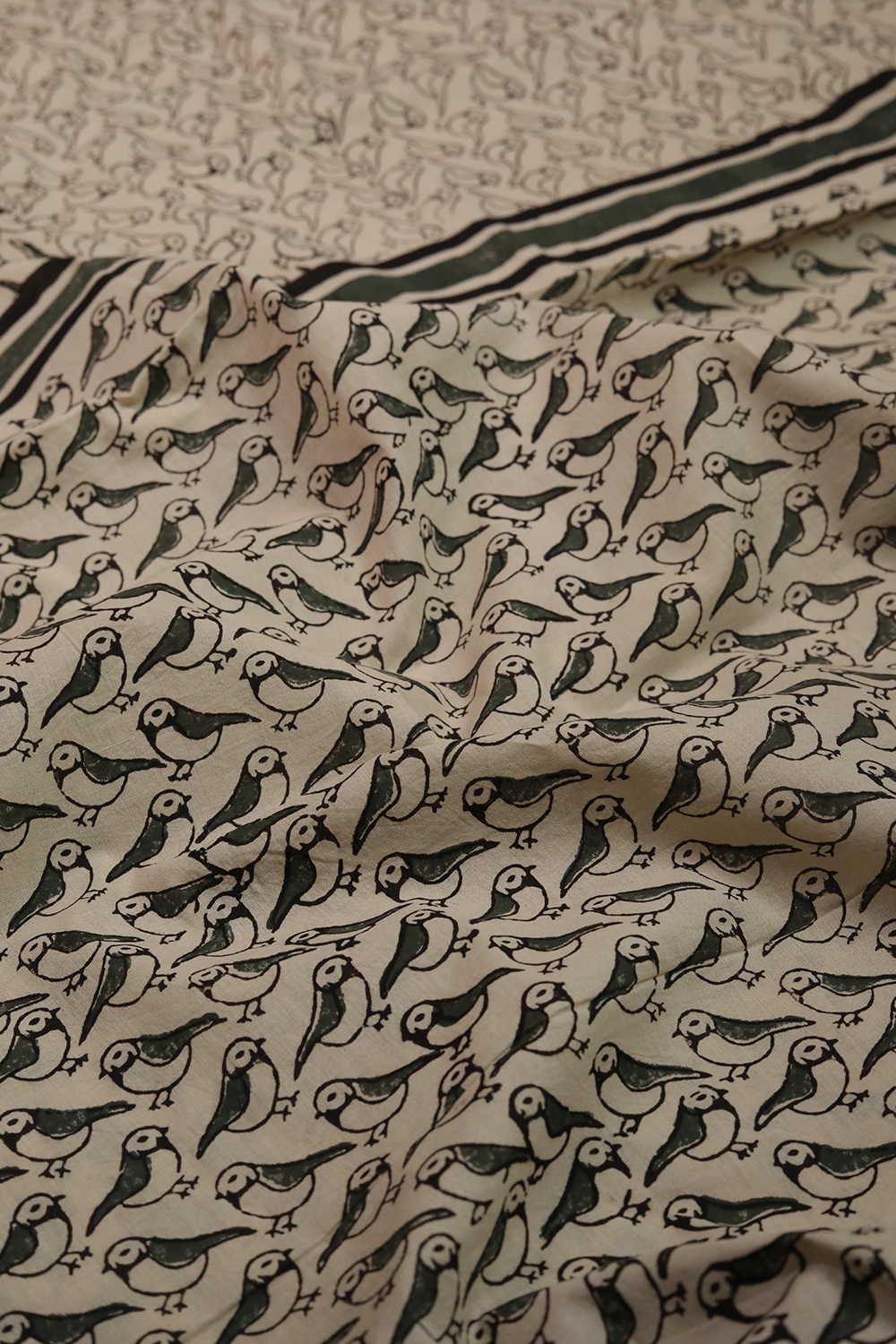 Songbird Trail Bagru Mul Cotton saree