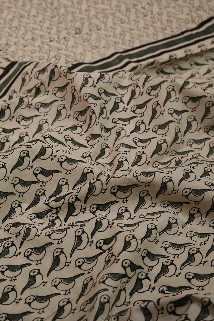 Songbird Trail Bagru Mul Cotton saree