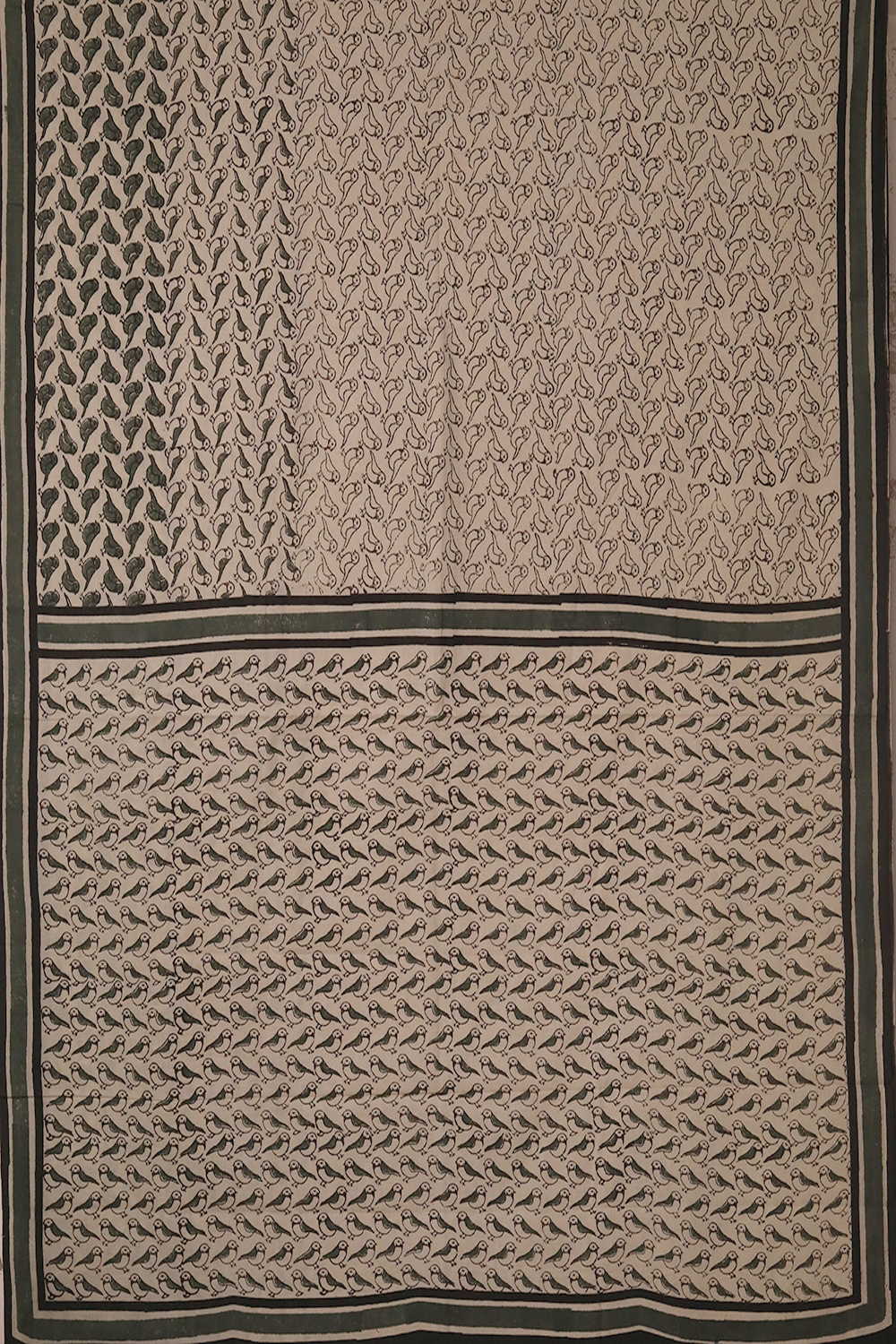 Songbird Trail Bagru Mul Cotton saree