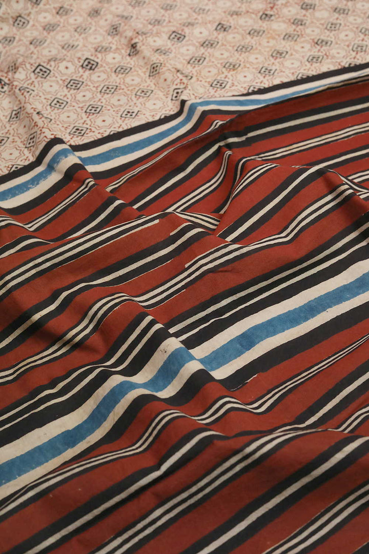 Maroon Pattern Bagru Mul Cotton saree