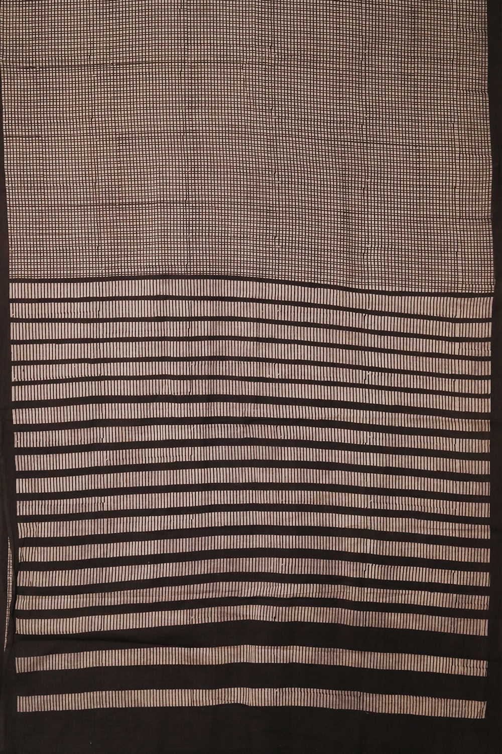 Black Checks Bagru Mul Cotton saree