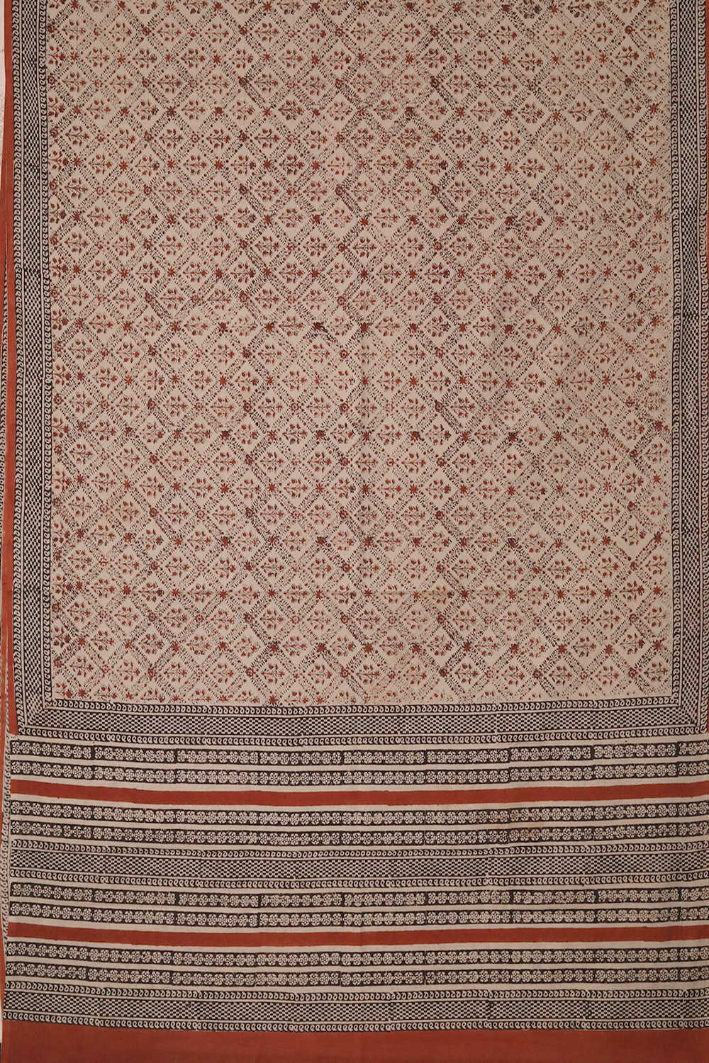 Intricate Pattern Bagru Mul Cotton saree