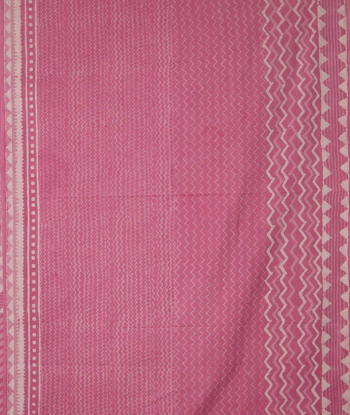 Taffy Pink Block Printed Mul Cotton Half & Half saree