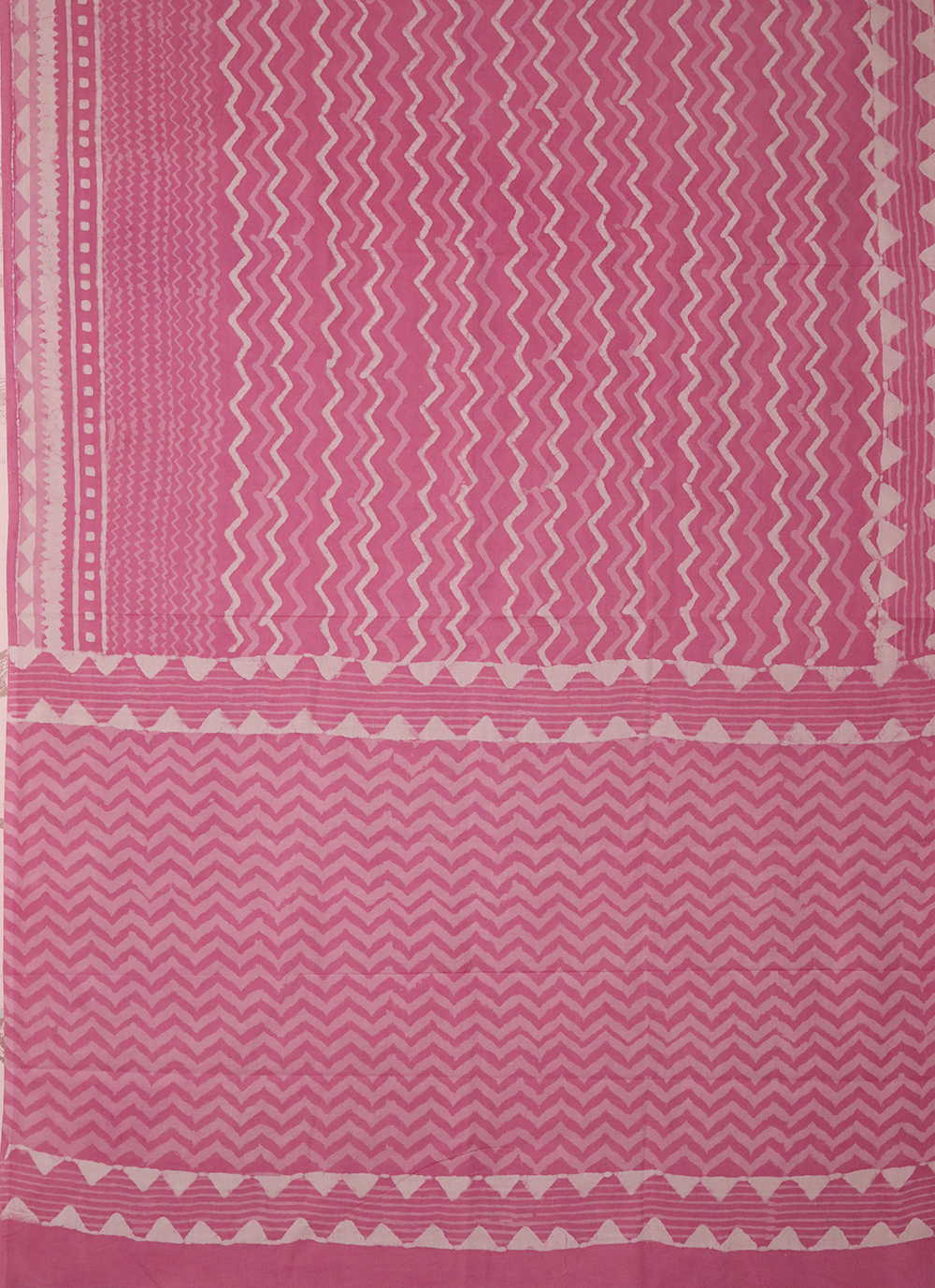 Taffy Pink Block Printed Mul Cotton Half & Half saree