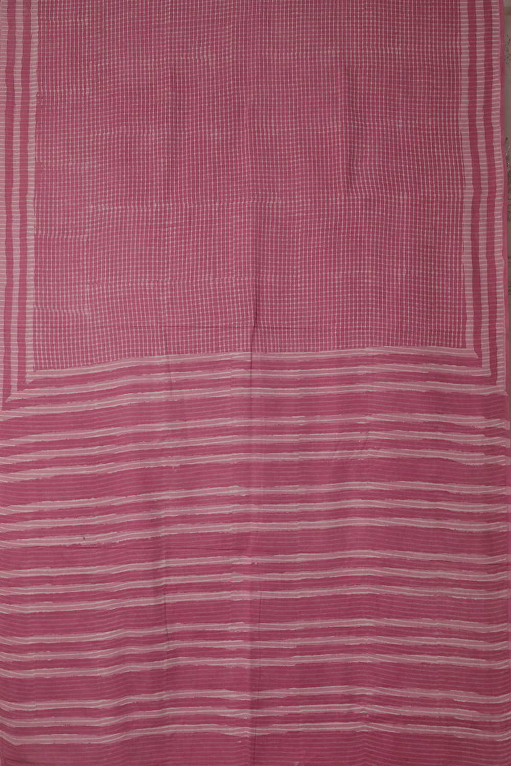 Checks on Pink Block Printed Mul Cotton saree