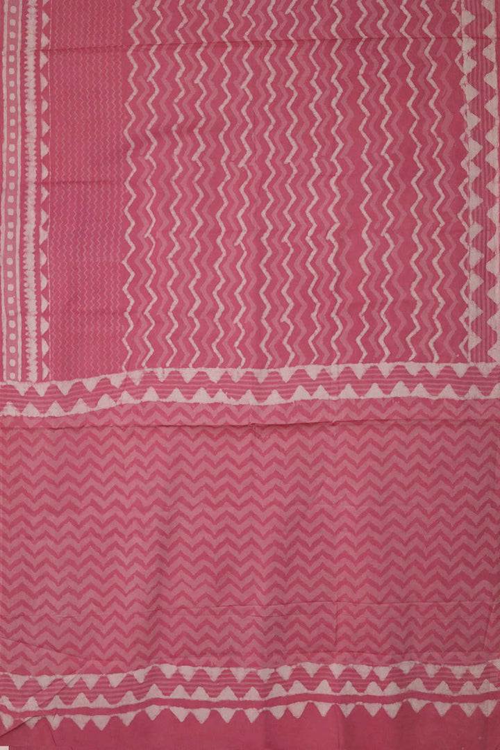Pink Dabu Cotton Half & Half saree